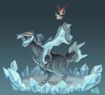  bad_pixiv_id dragon gen_5_pokemon hamsue highres ice kyurem no_humans pokemon pokemon_(creature) pokemon_(game) pokemon_bw victini 