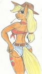  anthrofied applejack_(mlp) butt clothing cowboy_hat equine female friendship_is_magic hat horse mammal my_little_pony rikmccloud shorts straw 