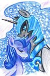  blue_eyes blue_hair equine female feral friendship_is_magic hair horn horse long_hair mammal misschang my_little_pony nightmare_moon_(mlp) pony princess_luna_(mlp) slit_pupils slitted_pupils traditional_media winged_unicorn wings 