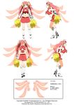  ahoge arksign back blue_eyes blush boots breasts character_sheet cheerleader cheerleader_(arksign) cleavage cleavage_cutout from_behind hair_ribbon high_heels highres kimura_shigetaka kneepits large_breasts leaning_forward long_hair midriff multiple_views multiple_wings navel no_bra official_art open_mouth pink_hair pleated_skirt pom_poms profile ribbon see-through shoes sideboob simple_background skirt turnaround twintails underboob very_long_hair white_background wings 