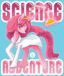  adventure_time clothing coat crossover crown english_text equine female friendship_is_magic hair horn horse lab_coat levitation magic mammal my_little_pony pink_eyes pink_hair ponification pony princess_bubblegum solo space-kid text 