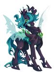  crossgender equine feral friendship_is_magic green_eyes green_hair hair horn horse male my_little_pony plain_background pony queen_chrysalis_(mlp) sebychu simple_background solo unknown_artist white_background wings 