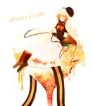  affogato bad_id bad_pixiv_id blonde_hair character_name chocolate closed_eyes dessert food hat ice_cream in_food long_hair minigirl original personification sechi_(chino) solo 