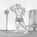  boxer_briefs feline male mammal muscles outside tiger topless underwear 