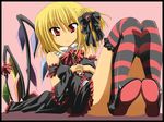  alkali-water alternate_costume bad_id bad_pixiv_id blonde_hair flandre_scarlet gothic_lolita hair_ribbon lolita_fashion red_eyes ribbon side_ponytail solo thighhighs thighs touhou wings 