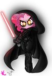  armor blackmorass equine female friendship_is_magic fur hair horse lightsaber looking_at_viewer mammal melancholy my_little_pony parody pink_fur pink_hair pinkie_pie_(mlp) pony robe solo star_wars sword weapon 
