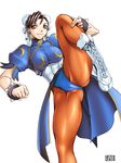  arikawa boots breasts brown_hair bun_cover cameltoe china_dress chinese_clothes chun-li crotch double_bun dress highres huge_breasts knees leg_lift long_hair muscle muscular_female panties pantyhose pantyshot pelvic_curtain red_eyes sash short_hair skin_tight solo spread_legs street_fighter street_fighter_iii_(series) thick_thighs thighs underwear 