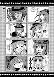  bad_id bad_pixiv_id blood comic greyscale hinanawi_tenshi kirero monochrome multiple_girls nagae_iku nosebleed touhou translated younger yuri 