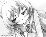  1girl aisaka_taiga gofu greyscale long_hair monochrome sketch solo toradora! traditional_media 