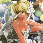 balloon blonde_hair breasts bunny cleavage copyright_request kitajima large_breasts solo 