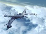  3d aac-04_banshee aircraft aircraft_carrier airplane cloud flying jet military military_vehicle no_humans outdoors roman_adam sentou_yousei_yukikaze ship sky warship watercraft 