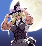  abs blonde_hair cho_marisa hat kirisame_marisa moon muscle muscular_female solo touhou wi-z_garage witch 