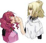  banned_artist blonde_hair blue_eyes feldt_grace green_eyes gundam gundam_00 gundam_00p marlene_vlady mother_and_daughter mozuku multiple_girls pink_hair ponytail 