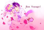  1girl anniversary boota bridal_veil bride couple dress flower happy hetero holding husband_and_wife kazuko nia_teppelin rose simon smile tengen_toppa_gurren_lagann veil wedding wedding_dress 