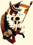  bad_id bad_pixiv_id bow brown_eyes candy choker crescent_moon dress food halloween hat macaron moon original red_eyes red_hair ribbon short_hair solo star striped striped_legwear sumisu_(rinsumi) thighhighs witch_hat 