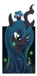  alpha_channel changeling equine female friendship_is_magic green_eyes green_hair hair horn mammal my_little_pony portrait ppdraw queen_chrysalis queen_chrysalis_(mlp) signature simple_background solo 