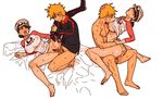  ass ass_grab barefoot black_hair bleach blush boots bottomless breast_sucking breasts brown_hair censored erect_nipples goggles groping hair_bun hamanasu hand_on_head hat inverted_nipples kneeling kurosaki_ichigo large_breasts leg_lift lying milf nipples no_bra no_panties on_side open_mouth orange_hair pubic_hair sex shirt sitting sweat unagiya_ikumi upright_straddle vaginal 