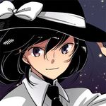  black_eyes black_hair face hat light_smile lowres nakatani_nio necktie short_hair solo touhou usami_renko 