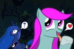  &lt;3 ? blue_eyes blue_hair blush crown cutie_mark duo equine female feral friendship_is_magic hair hazardous_waste_pony horn horse juice mammal morrisoran my_little_pony outside pony princess_luna(mlp) princess_luna_(mlp) purple_eyes purple_hair suggestive winged_unicorn wings 