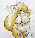  big_breasts breasts canine chubby digimon dullvivid erect_nipples facial_markings female fox huge_breasts mammal markings navel nipples nude renamon solo 