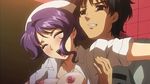  akamine_akira anata_no_shiranai_kangofu animated animated_gif breasts clothed_sex large_breasts nipples purple_hair sex 