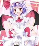  bad_id bad_pixiv_id bat_wings blue_hair fang hat maccha open_mouth red_eyes remilia_scarlet short_hair smile solo touhou wings 