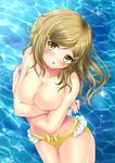  bad_id bad_pixiv_id bikini breast_hold breasts brown_eyes brown_hair cleavage covering highres large_breasts shinomiya_himawari solo swimsuit topless toshi_(1-147) vividred_operation 