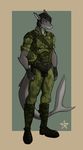  alien_(franchise) anthro awful_pun big_tail blue_eyes clothing cosplay costume ezra_starscale fish hair male marine nerts shark solo video_games 