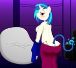  anthrofied bean_bag blue_hair blush breasts butt cutie_mark equine female friendship_is_magic fuse hair horn horse looking_at_viewer mammal my_little_pony pony ponyboom purple_eyes smile solo unicorn vinyl_scratch(mlp) vinyl_scratch_(mlp) 