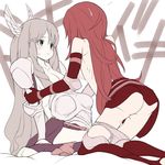  1:1 2girls armor artist_request ass blush drill_hair fire_emblem fire_emblem:_kakusei grey_hair multiple_girls red_hair sumia tiamo yuri 