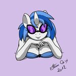  anthro anthrofied cleavage clothed clothing equine ethanqix eyewear female friendship_is_magic glasses horn looking_at_viewer mammal my_little_pony smile unicorn vinyl_scratch_(mlp) 