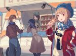  apron black_hair blonde_hair blue_eyes brown_hair food fruit group hat long_hair male orange_eyes original peroncho ponytail scarf short_hair strawberry 