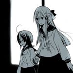  2girls bleach kuchiki_rukia long_hair multiple_girls sakurai_(f/l) school_uniform short_hair sode_no_shirayuki 