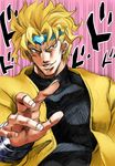  blonde_hair dio_brando headband heart highres jacket jojo_no_kimyou_na_bouken kurose_kousuke male_focus red_eyes solo yellow_jacket 