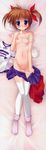  1girl absurdres dakimakura feet highres long_image lyrical_nanoha mahou_shoujo_lyrical_nanoha mahou_shoujo_lyrical_nanoha_a&#039;s mahou_shoujo_lyrical_nanoha_a's masaki_kei nipples no_shoes panties panty_pull pussy socks takamachi_nanoha tall_image thighhighs toes topless uncensored underwear undressing white_legwear white_panties 