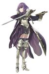 1girl absurdres armor cape fire_emblem highres katarina katarina_(fire_emblem) nintendo official_art purple_hair sword weapon 