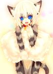  blonde_hair blue_eyes blush cat collar featureless_crotch feline female furry hair jewelry karin looking_at_viewer mammal naturally_censored necklace pillow smile tail tashiro_yuu tetetor-oort unknown_artist young 