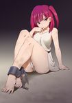  barefoot breasts dirty dirty_feet feet legs magi_the_labyrinth_of_magic mattaku_mousuke morgiana one_side_up red_eyes red_hair short_hair sitting small_breasts solo sweat 