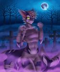  arms_above_head blue_fur bulge fish fog forest fur girly grave halloween holidays hybrid male marine moon mummy navel navel_piercing night one_eye_closed piercing raditas shark solo sootsprite tree undead wide_hips yellow_eyes 