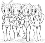  anthrofied apple_bloom_(mlp) babs_seed_(mlp) bikini black_and_white breasts clothing cutie_mark_crusaders_(mlp) equine female freckles friendship_is_magic hair horn horse mammal monochrome my_little_pony navel pegasus plain_background pony scootaloo_(mlp) sketch smile sweetie_belle_(mlp) swimsuit tg-0 tight_clothing unicorn white_background wings young 
