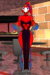  3_toes aleta avian big_breasts bird breasts choker crowchild female hth_studios parrot scarlet_macaw solo 