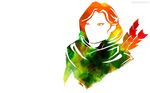  arrow artist_request defense_of_the_ancients dota_2 highres lyralei quiver red_hair scarf simple_background solo wallpaper white_background 