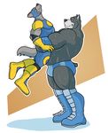  abs anthro bear_hug bicep biceps big_muscles canine dane dog duo fur great great_dane hound hound_(character) houndgrey male mammal mask muscles pecs pro size_difference wolf wrestler wrestling 