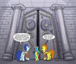  dialog door english_text equine female feral friendship_is_magic horse male mammal my_little_pony pegasus pluckyninja pony rainbow_dash_(mlp) soarin_(mlp) spitfire_(mlp) text timber_(artist) wings wonderbolts_(mlp) 