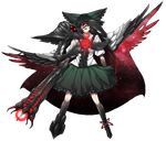  alternate_weapon arm_cannon bow cape cthulhu_mythos frills full_body glowing hair_bow hands mazeran mismatched_footwear nyarlathotep persona reiuji_utsuho skirt space touhou transparent_background weapon wings 