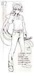  alternate_costume bad_id bad_pixiv_id bag bow dress_shirt fancybetty fujiwara_no_mokou hair_bow long_hair monochrome pants ribbon school_bag shirt solo sword touhou translation_request very_long_hair weapon 