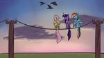  2013 avian bird blue_feathers blue_fur blue_hair cloud clouds equine female feral fluttershy_(mlp) friendship_is_magic fur group hair hi_res horn horse looking_away mammal multi-colored_hair my_little_pony nos-talgia outside pegasus pink_hair pole pony purple_body purple_clouds purple_eyes purple_feathers purple_fur purple_hair rainbow_dash_(mlp) rainbow_hair signature simple_background sitting sky sunset telephone_pole twilight_sparkle_(mlp) wallpaper winged_unicorn wings wire yellow_feathers yellow_fur 