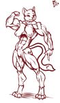  abs anthro biceps bodybuilder breasts cat feline female flexing inks invalid_tag mammal monochrome muscles muscular_female nipples nude pose pubes pussy sketch smile solo swemu 
