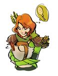  arrow artist_request backpack bag bird chicken defense_of_the_ancients dota_2 food lyralei red_hair shoulder_pads white_background 