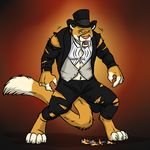  clothed clothing cougar feline male mammal muscle_growth one_eye_closed solo torn_clothing 